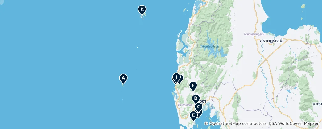 Karte von Phangnga Province's Absolute Essentials