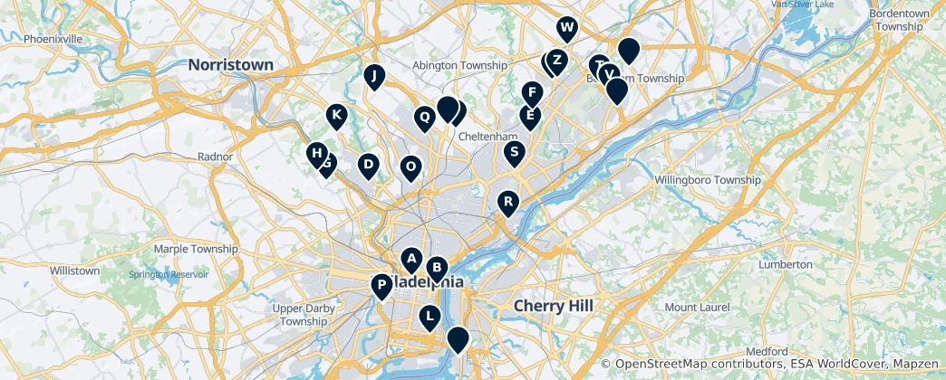 Map of Philadelphia's Sacred Sites