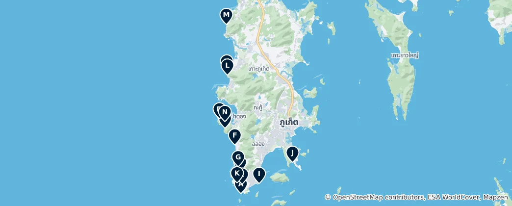 Mappa di Best Beaches of Phuket
