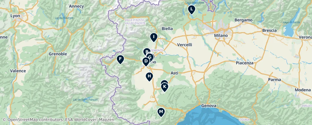 Castles and Forts of Piedmont — Map