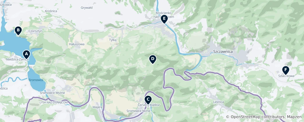 Mapa Castles and Heritage of Pieniny
