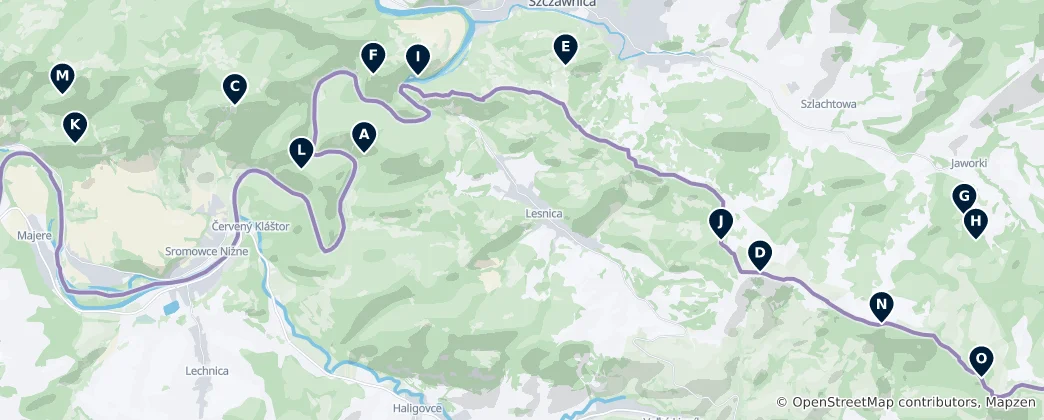 Mappa di Pieniny Peaks and Rocks