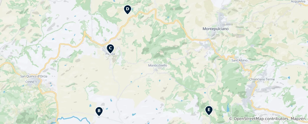 Map of Historic Buildings in Pienza