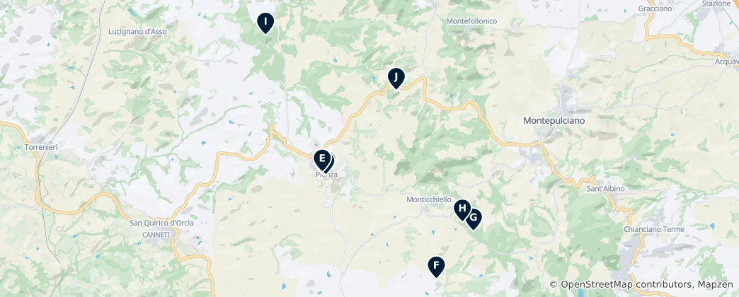 Map of Squares and Peaks of Pienza