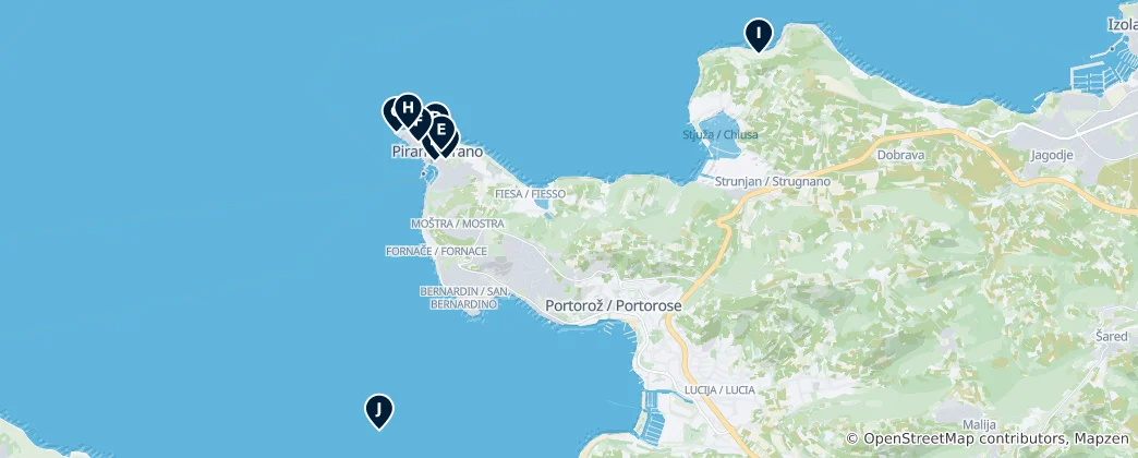 Map of Piran / Pirano Must-Sees