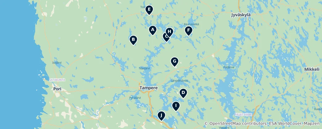 Mappa di Pirkanmaa Essentials