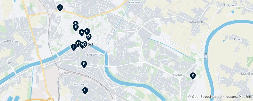Map of Best Italian & Pizza in Pisa
