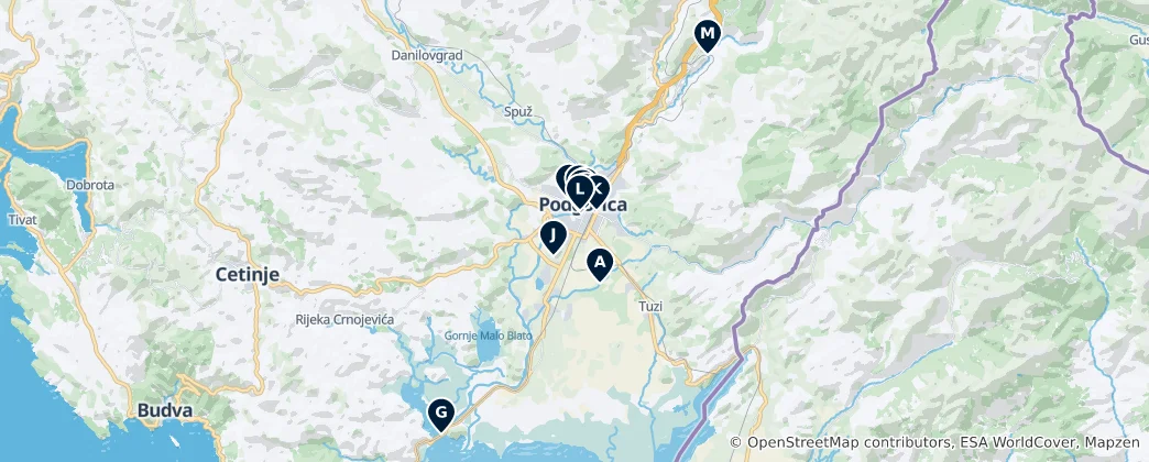 Mappa di Comune di Podgorica: Punti salienti essenziali