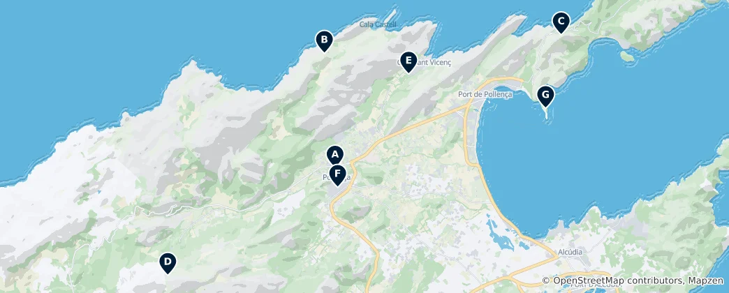 Mappa di Historic Sites of Pollença