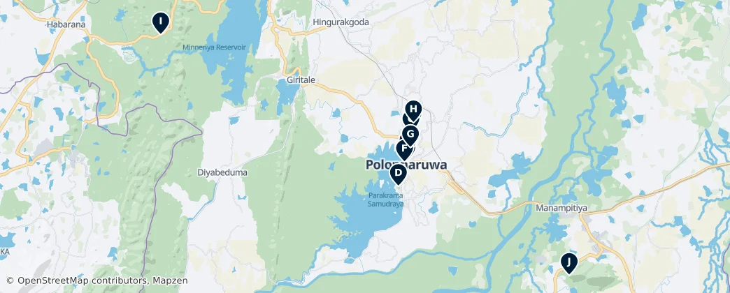 Map of Polonnaruwa District Must-Sees