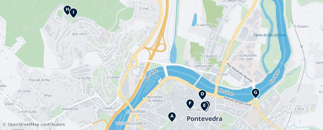 Map of Historic Sites of Pontevedra