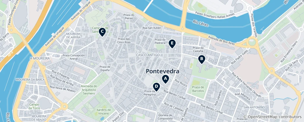 Map of Religious Sites in Pontevedra