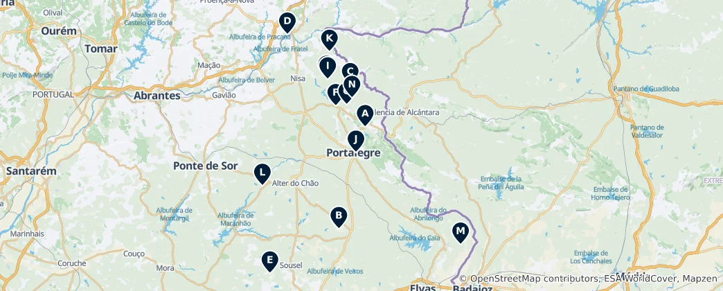 Mapa Archaeological Treasures of Portalegre