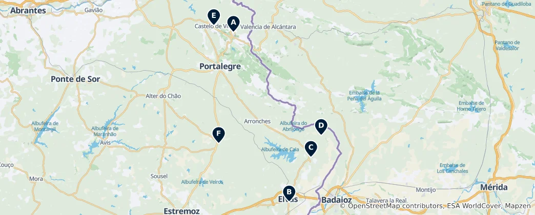 Mapa Castles of Portalegre District