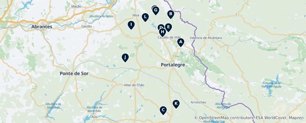 Karte von Megalithic Sites of Portalegre