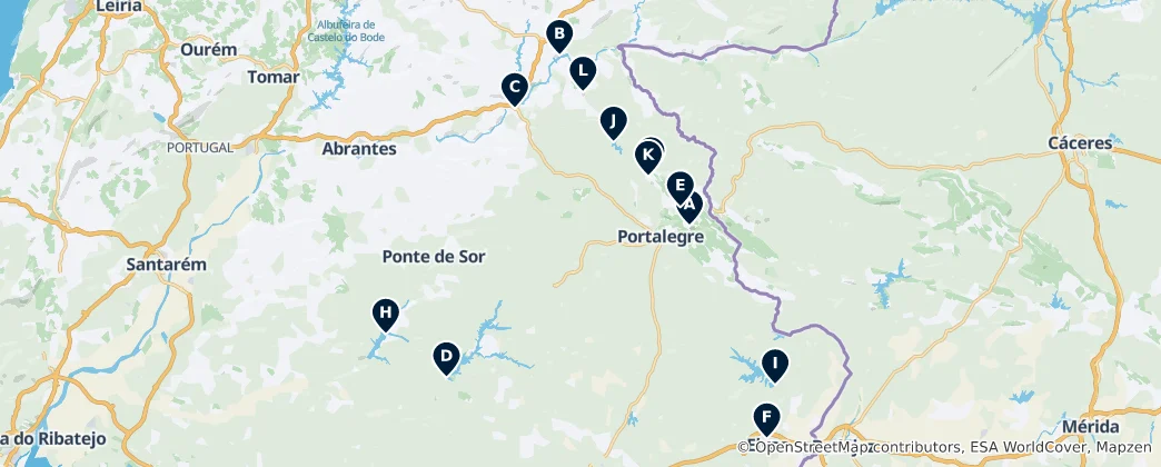 Mapa Nature and Views in Portalegre