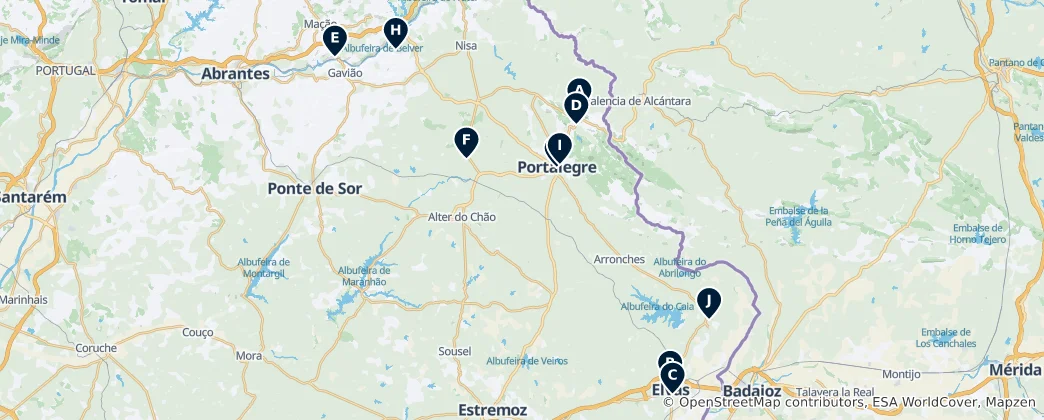 Mapa Portalegre District Essentials