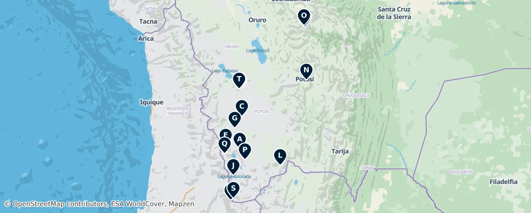 Mapa De Bolivian Viewpoints and Natural Wonders