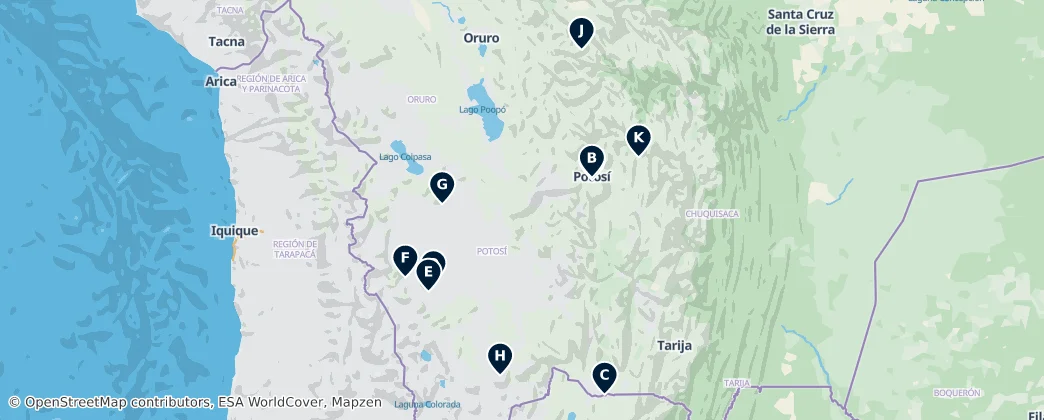 Mappa di Bolivia's Historical Treasures