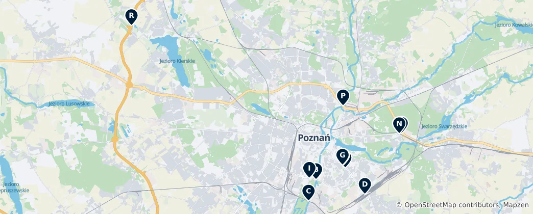 Map of Poznań Bridges and Viaducts