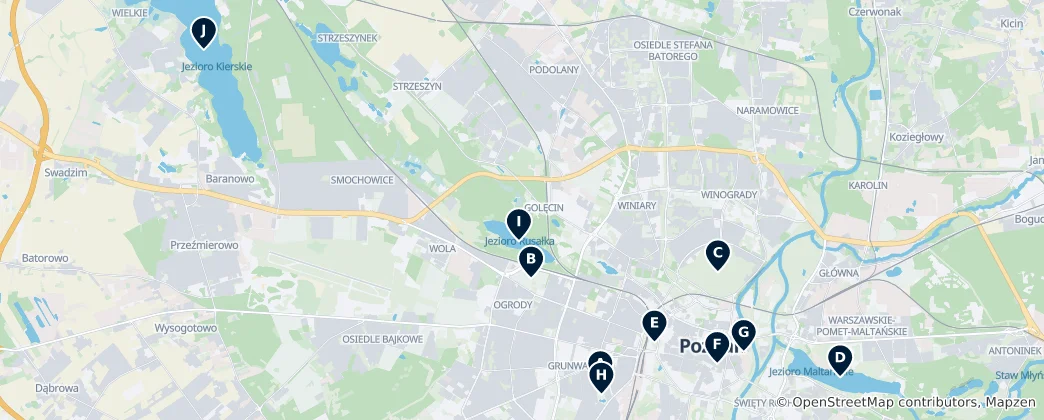 Map of Poznań's Parks and Gardens