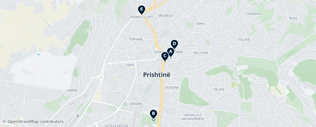 Religious Sites in Pristina — Map