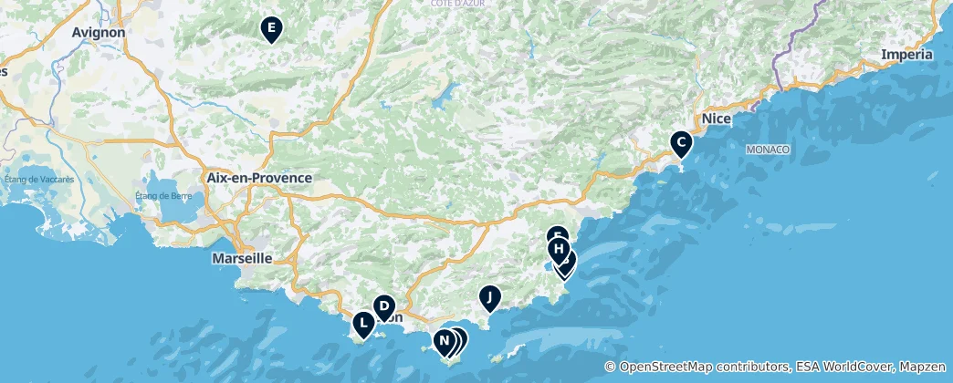 Mappa di Beaches and Coasts