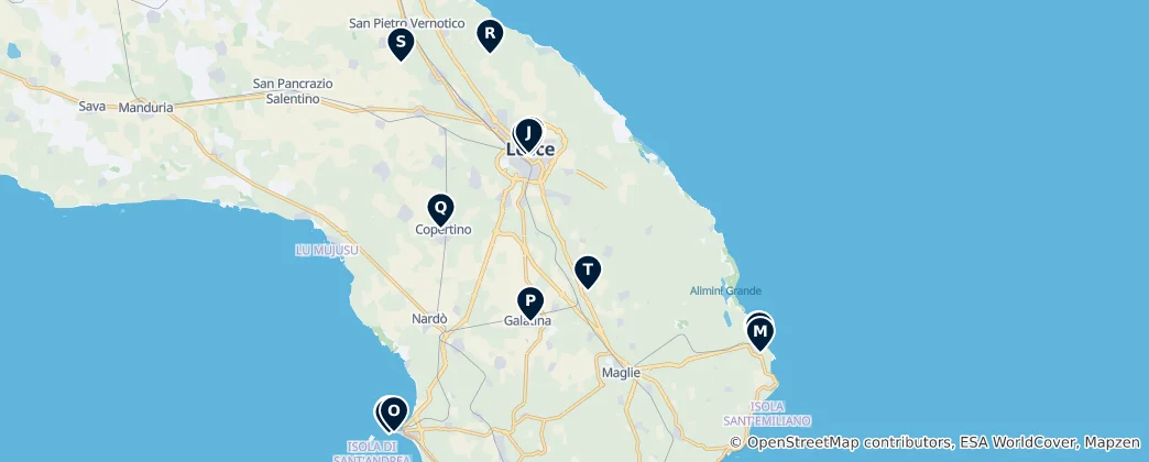 Map of Magnificent Churches of Southern Italy