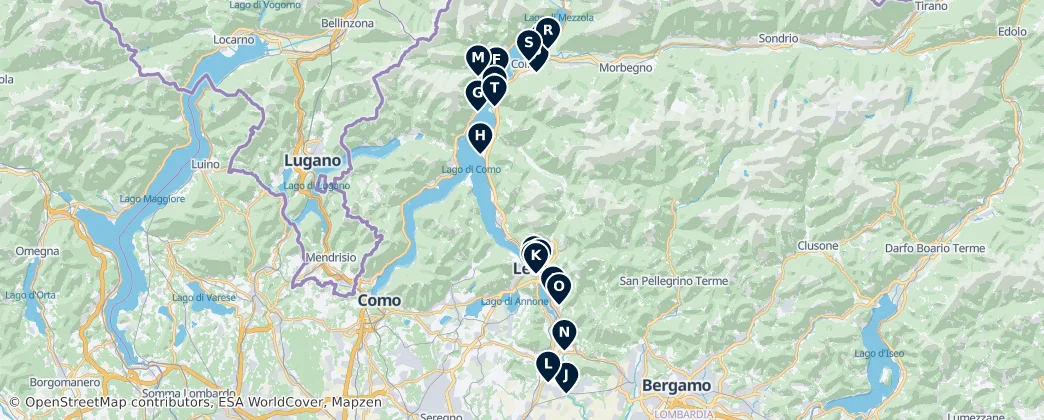 Mapa Historic Structures of Lombardy