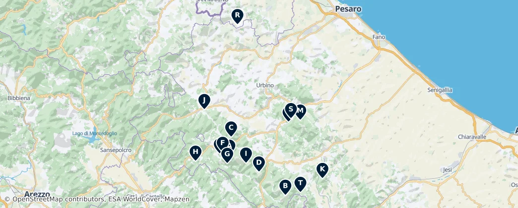 Map of Natural Wonders of Italy