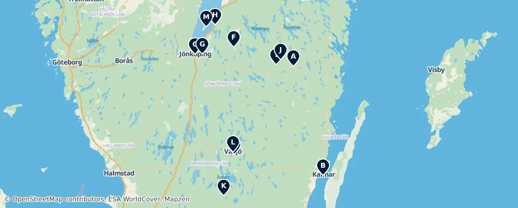 Mapa de Småland's Must-See Treasures