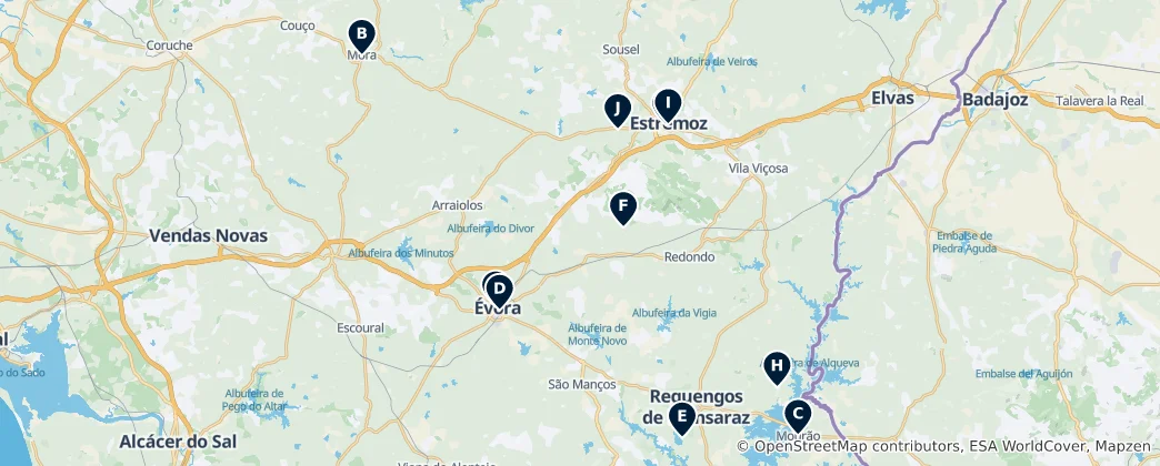 Mapa Flavors of the Évora District