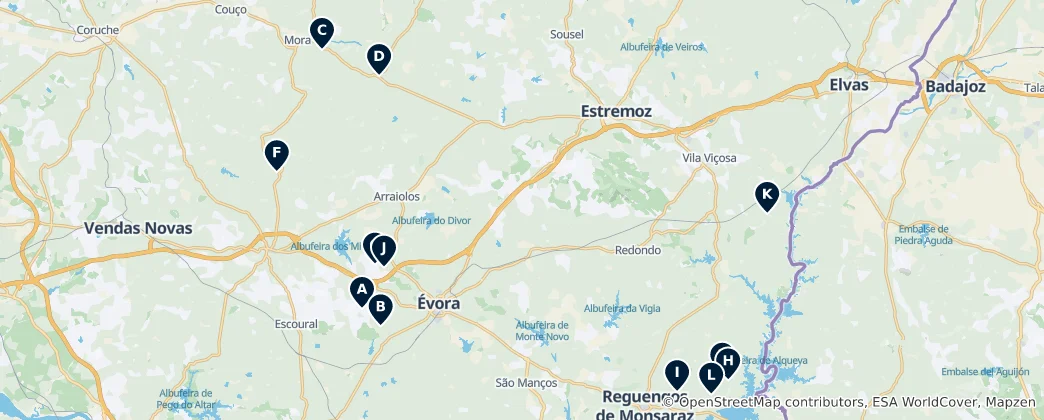 Mapa Megalithic Wonders of Évora
