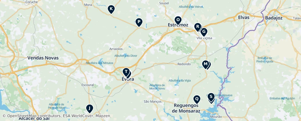 Mappa di Religious Heritage of Évora District