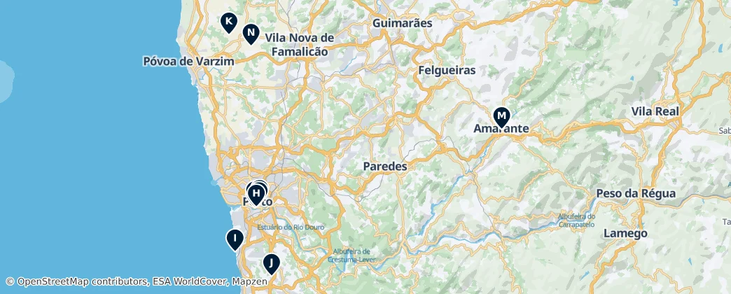 Mapa Historic Churches of Porto