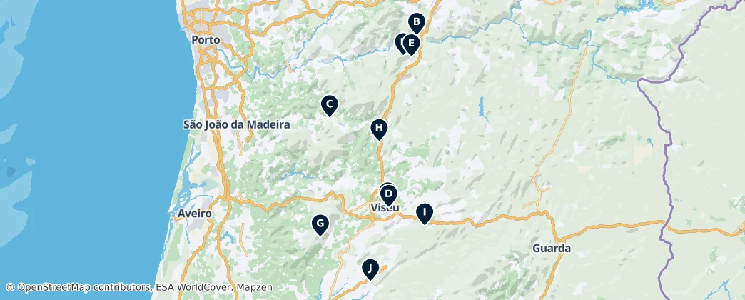 Parks & Gardens in Viseu — mapa
