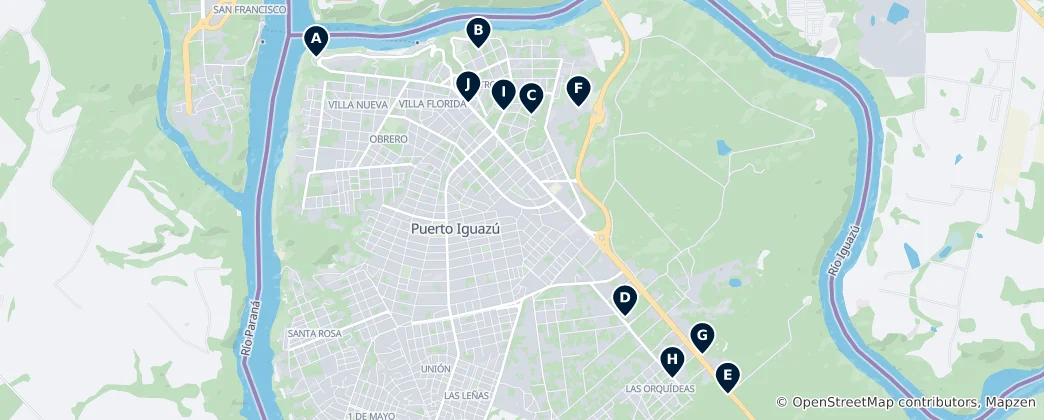 Mapa de Essenciais de Puerto Iguazú