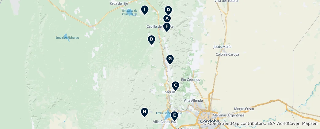 Map of Punilla Valley Peaks & Views