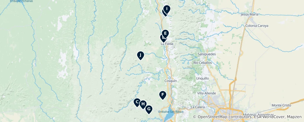 Mapa de Religious Sites in Punilla
