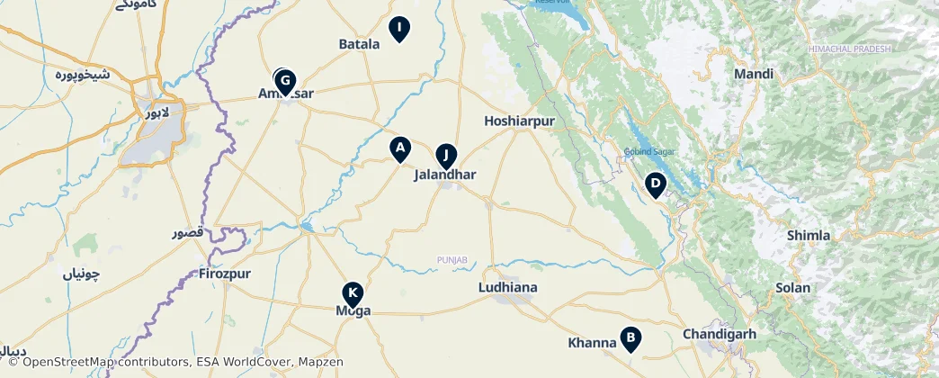 Map of Sacred Sites of Punjab