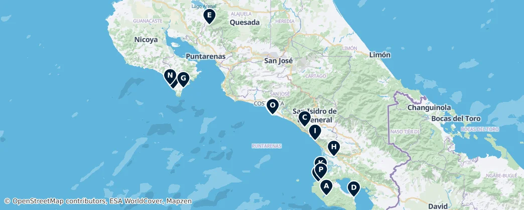 Mapa Provincia Puntarenas Must-Sees