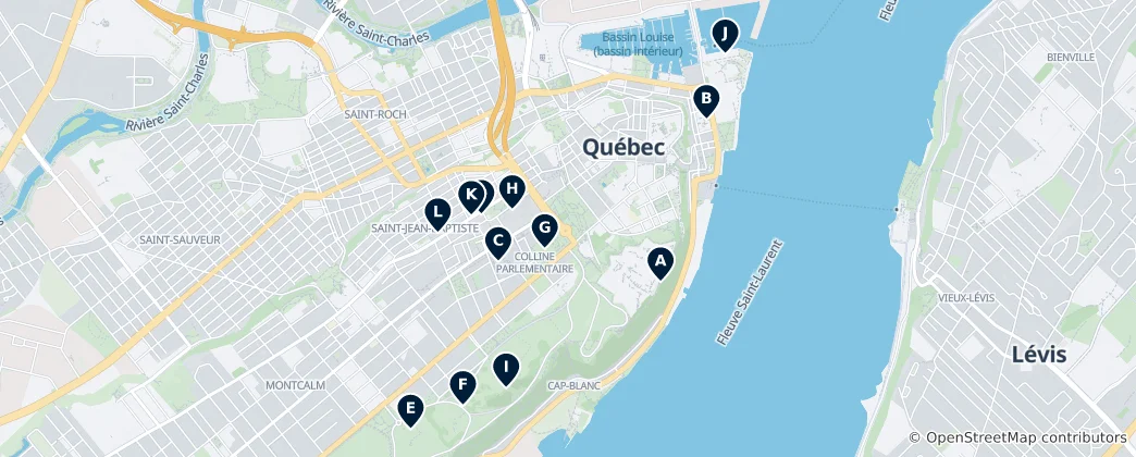 Mapa Quebec City Essentials