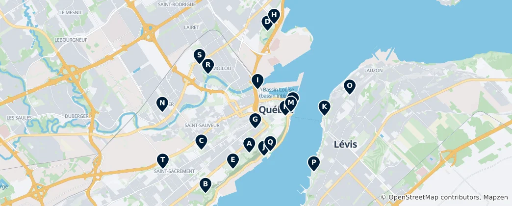 Mapa Quebec Parks and Viewpoints