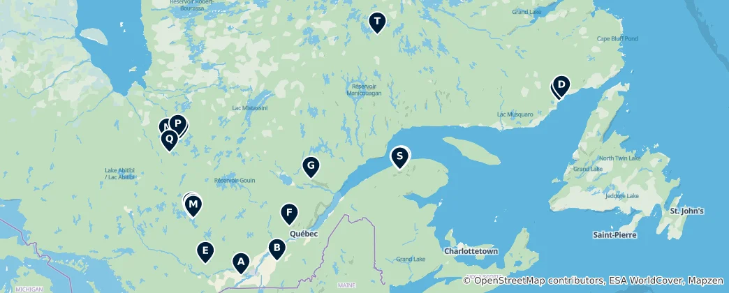 Mappa di Campsites and Wilderness Shelters