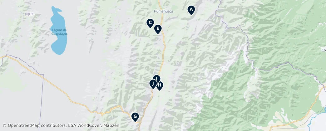 Map of Natural Wonders of Jujuy
