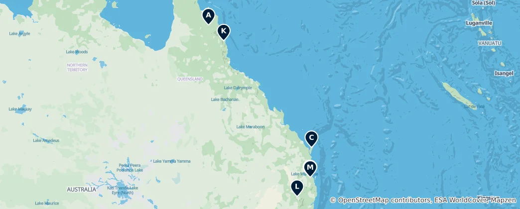Térkép: Cultural Highlights of Queensland