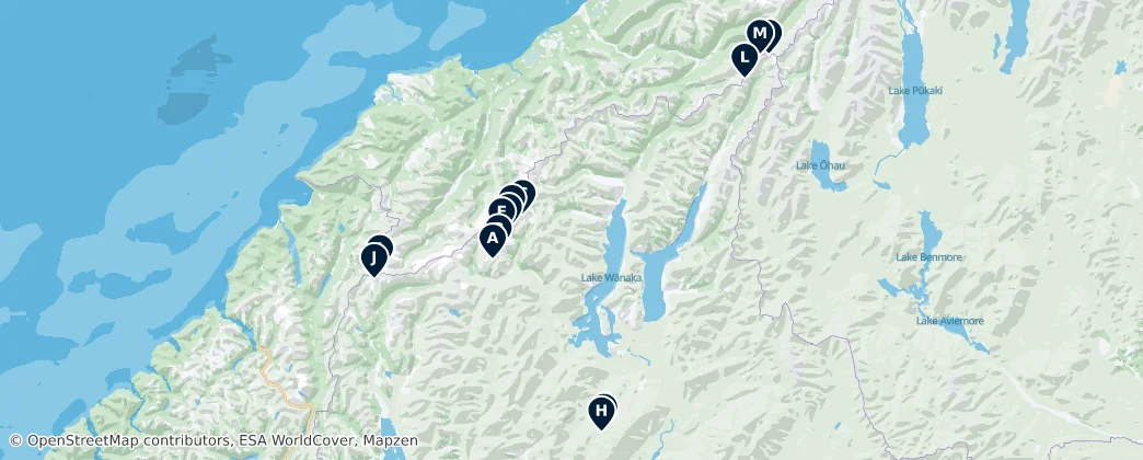 Queenstown Glaciers — Map
