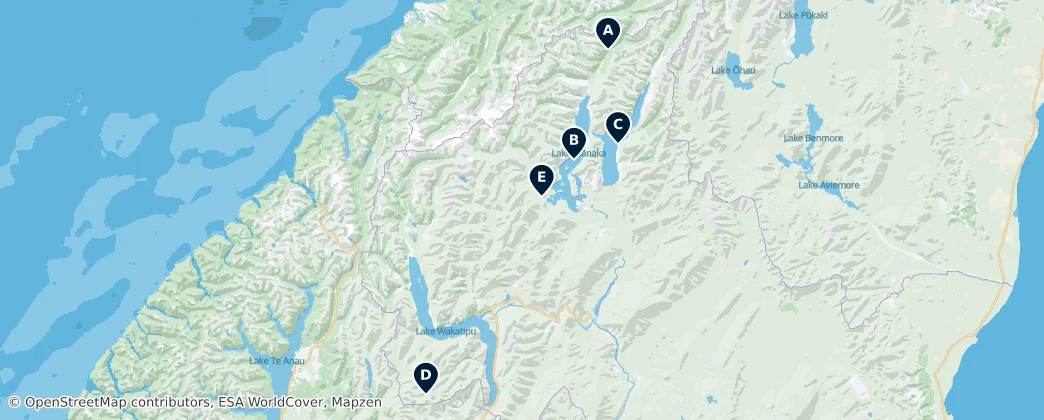 Queenstown Lakes: Lakes & Rivers — Map