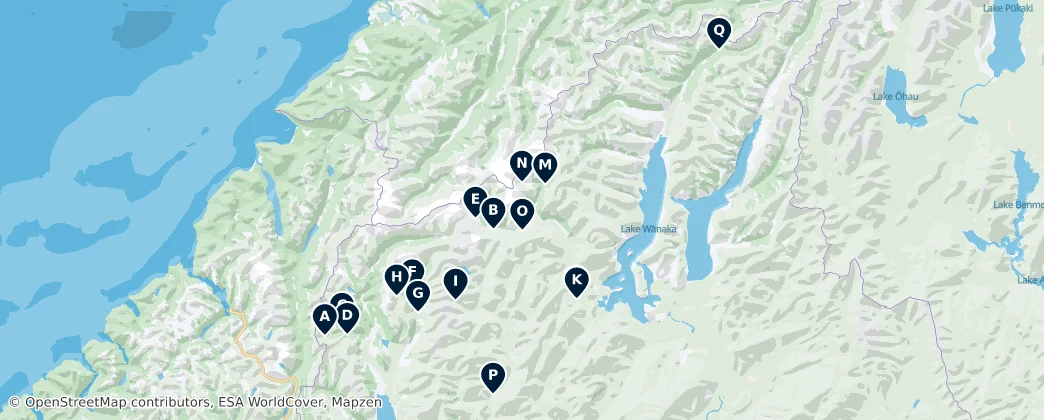 Queenstown Lakes Waterfalls — Map