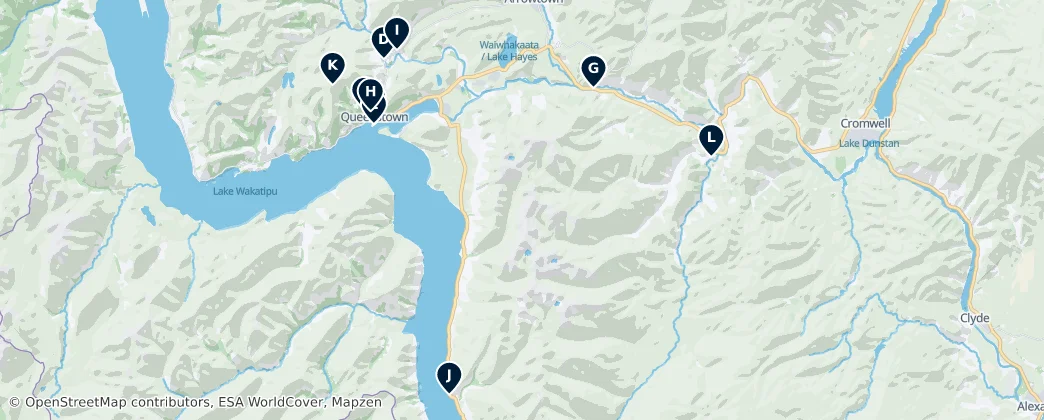 Kaart van Queenstown-Wakatipu Ward Essentials